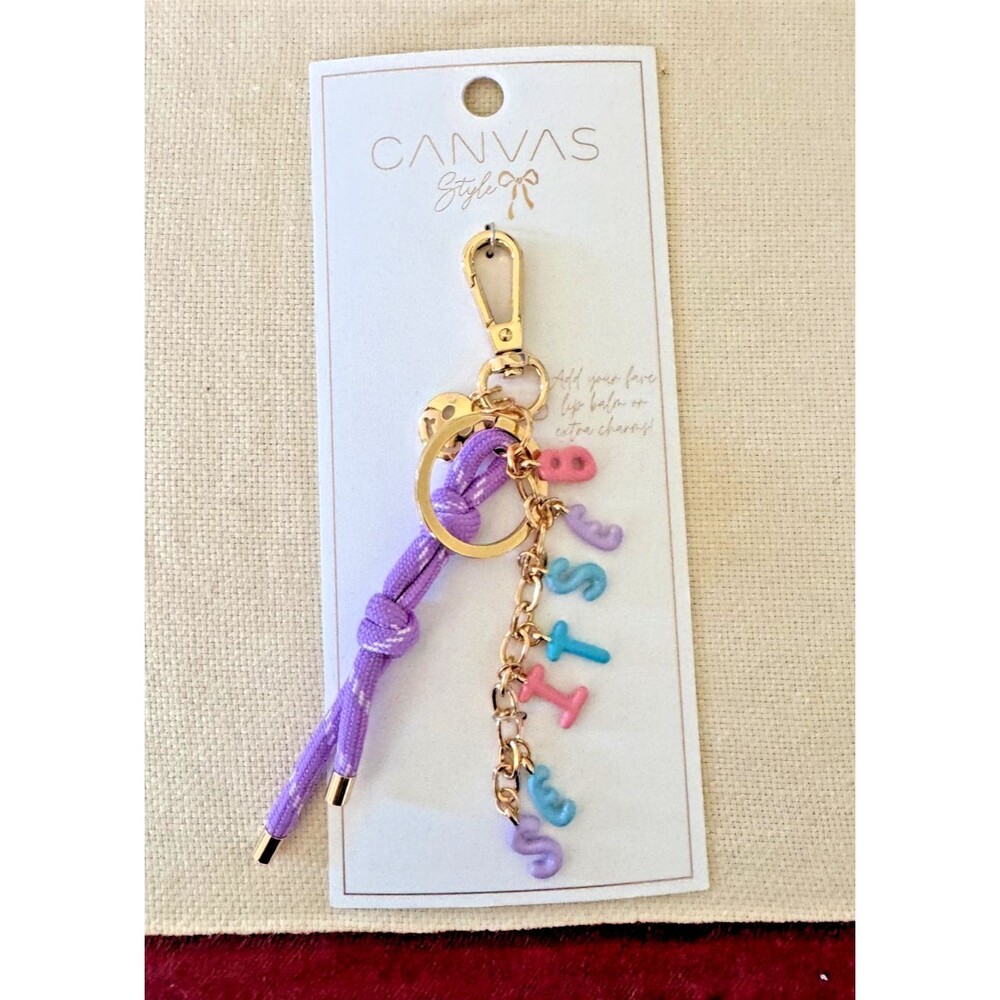 NWT Canvas Style Besties Cluster Bag Charm with Gold-toned Lobster Clasp